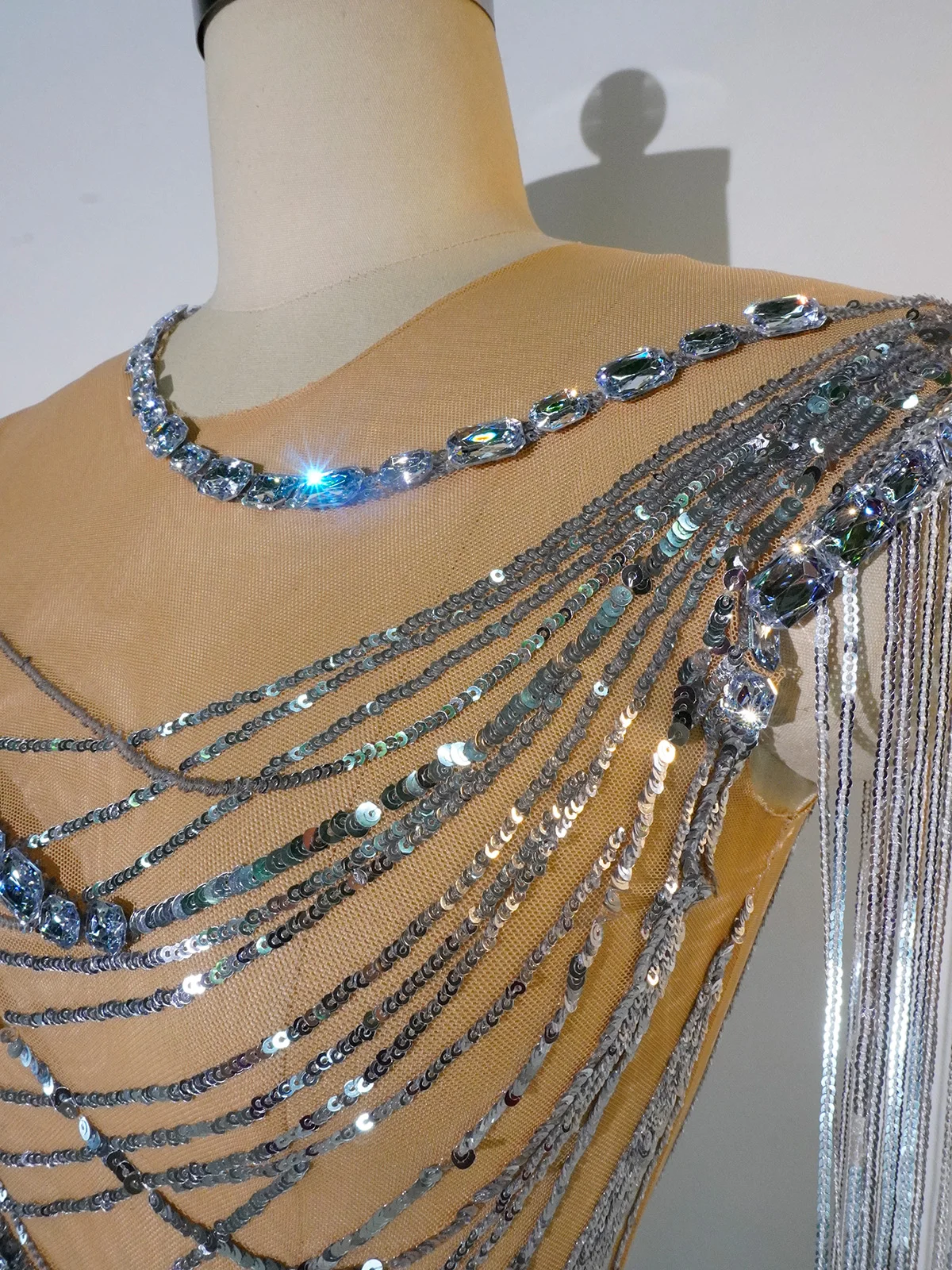 Sexy Strass Fransen Kleid Frauen Sparkly Prom Geburtstag Hochzeit Kostüm Drag Queen Festival Outfit Bühne Leistung Club Tragen