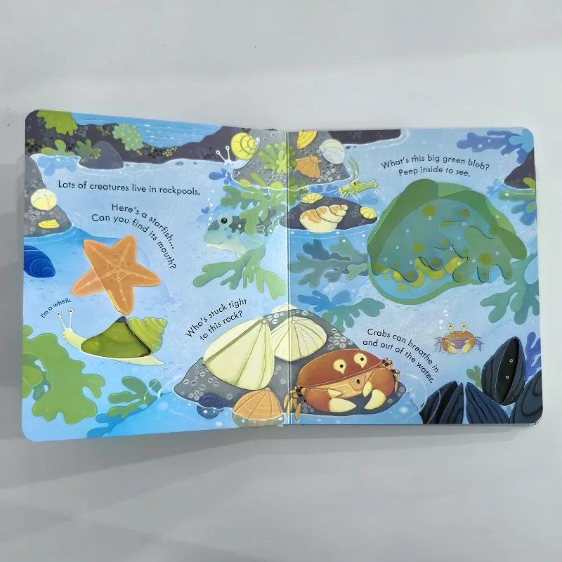 Usborne Peep Inside The Sea shore English Learning Flap Picture Book Educational 3D Flap Picture Books Children Reading Book