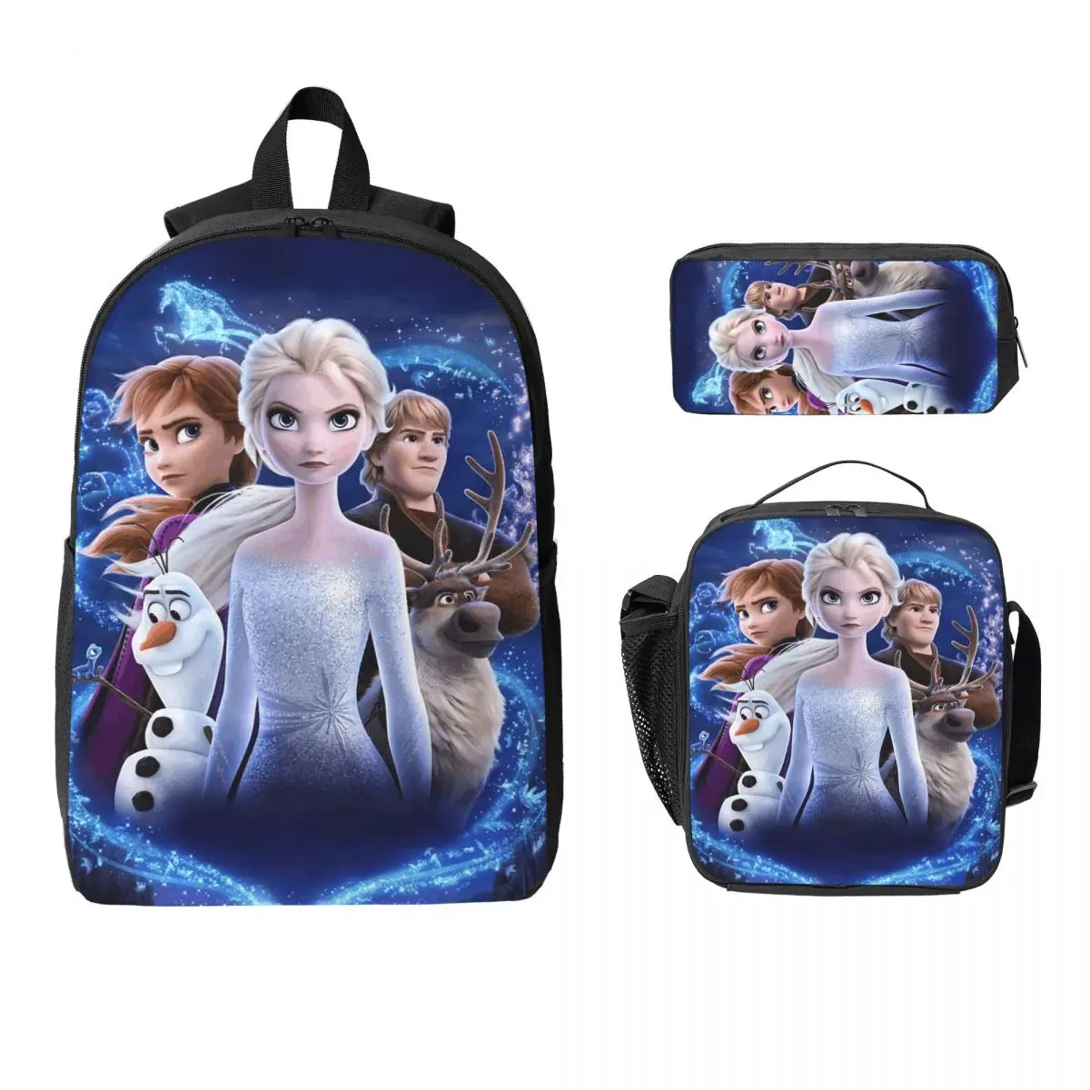 

Рюкзак «Холодное сердце», студенческая сумка для книг для мальчиков и девочек, школьная сумка, сумки на плечо для ноутбука, 3 шт., изолированная сумка для обеда, пенал