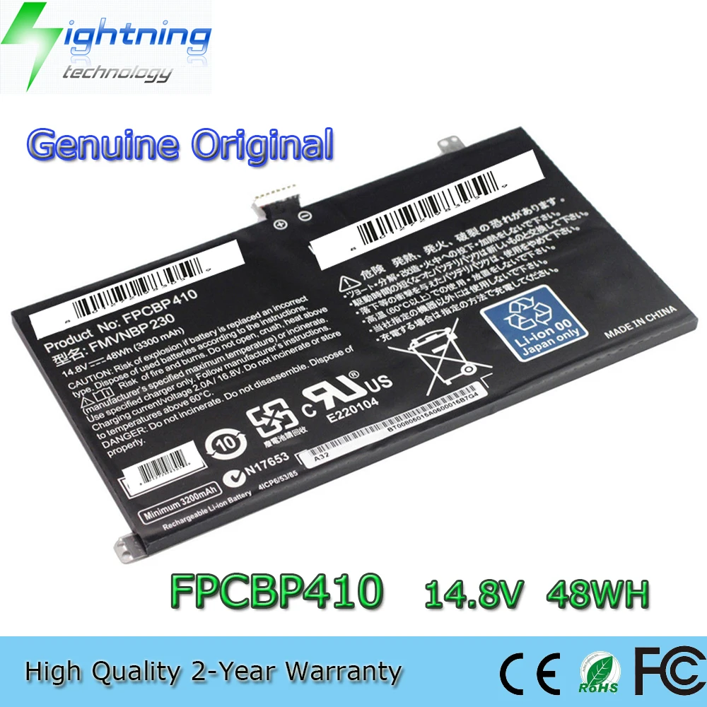 New Genuine Original FPCBP410 14.8V 48Wh Laptop Battery for Fujitsu LifeBook UH554 UH574 FMVNBP230 FPB0304