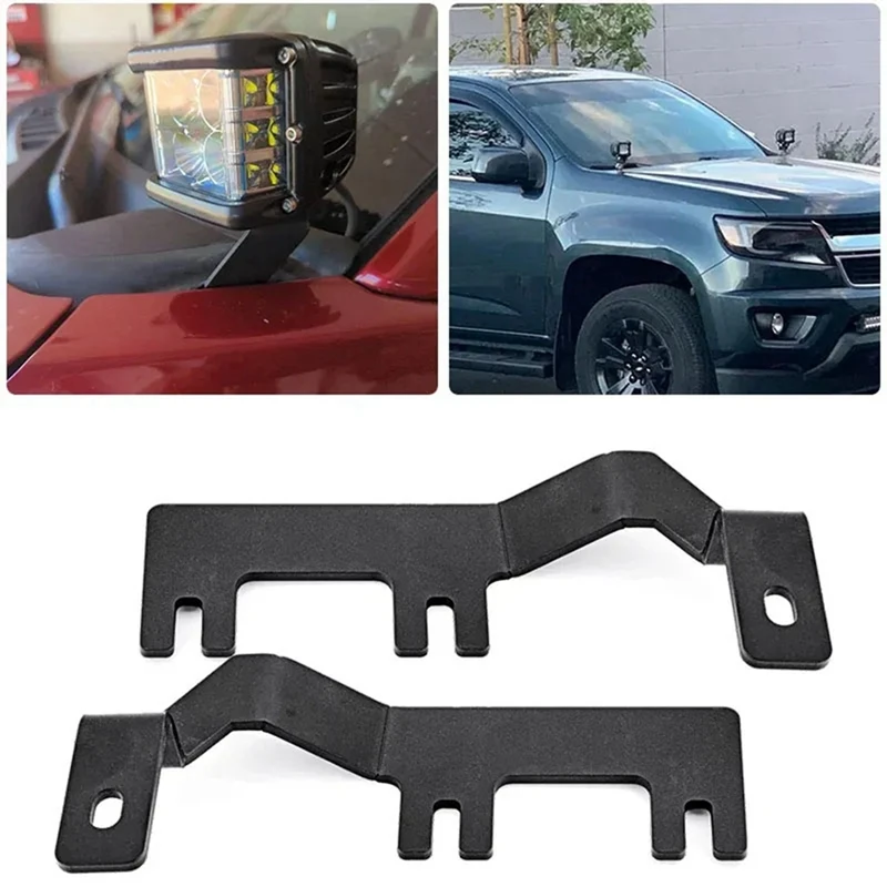 NCSMT 1 Pair LED Hood Hinge Mount Bracket for Work Lights for Chevy Silverado GMC Sierra 1500 2014-2018