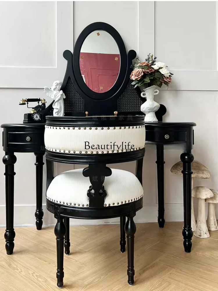 

Solid wood neoclassical makeup table multifunctional mirror table drawer writing table