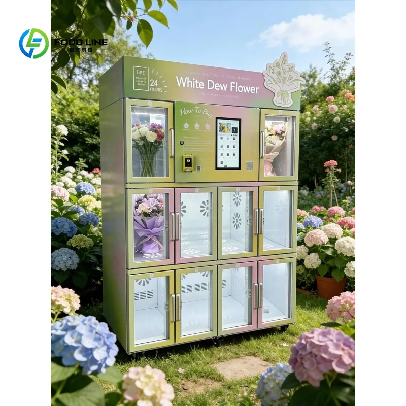 Automatic Flower Vending Machine Smart Refrigerated Bouquet Dispenser 24 Hour Fresh Rose Tulip Floral Retail Kiosk Cashless Pay