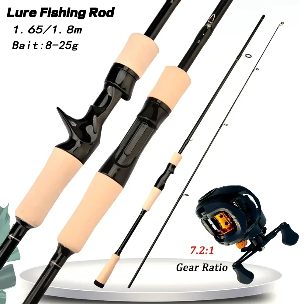 

Lure Fishing Rod And Reel Full Kit 2sections Carbon Fly Fishing Rod 7.2:1 High Speed Reel Perch Fishing For Pesca 1.65/1.8m