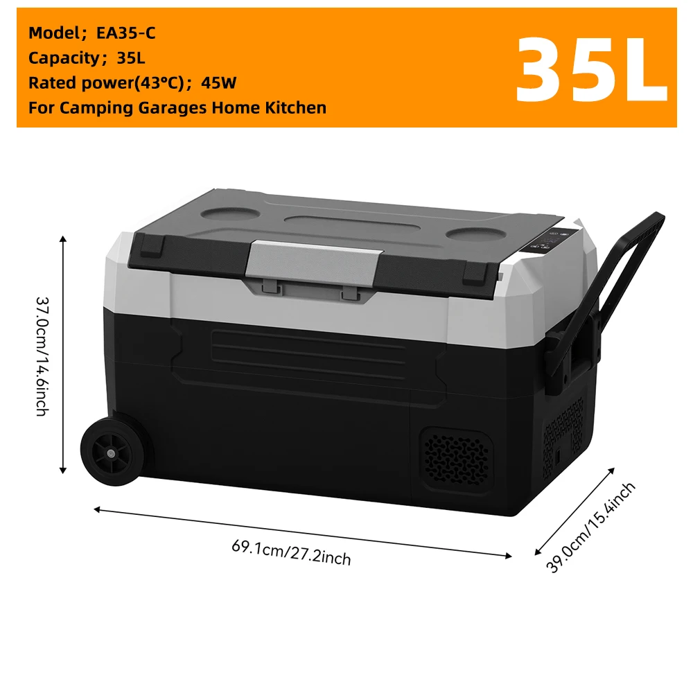 Podofo 35L 45L 55L Mini Tragbarer Kompressor-Autokühlschrank, Dual-Spannung 12V 24V DC 110 240V für Zuhause, Camping und Reisen