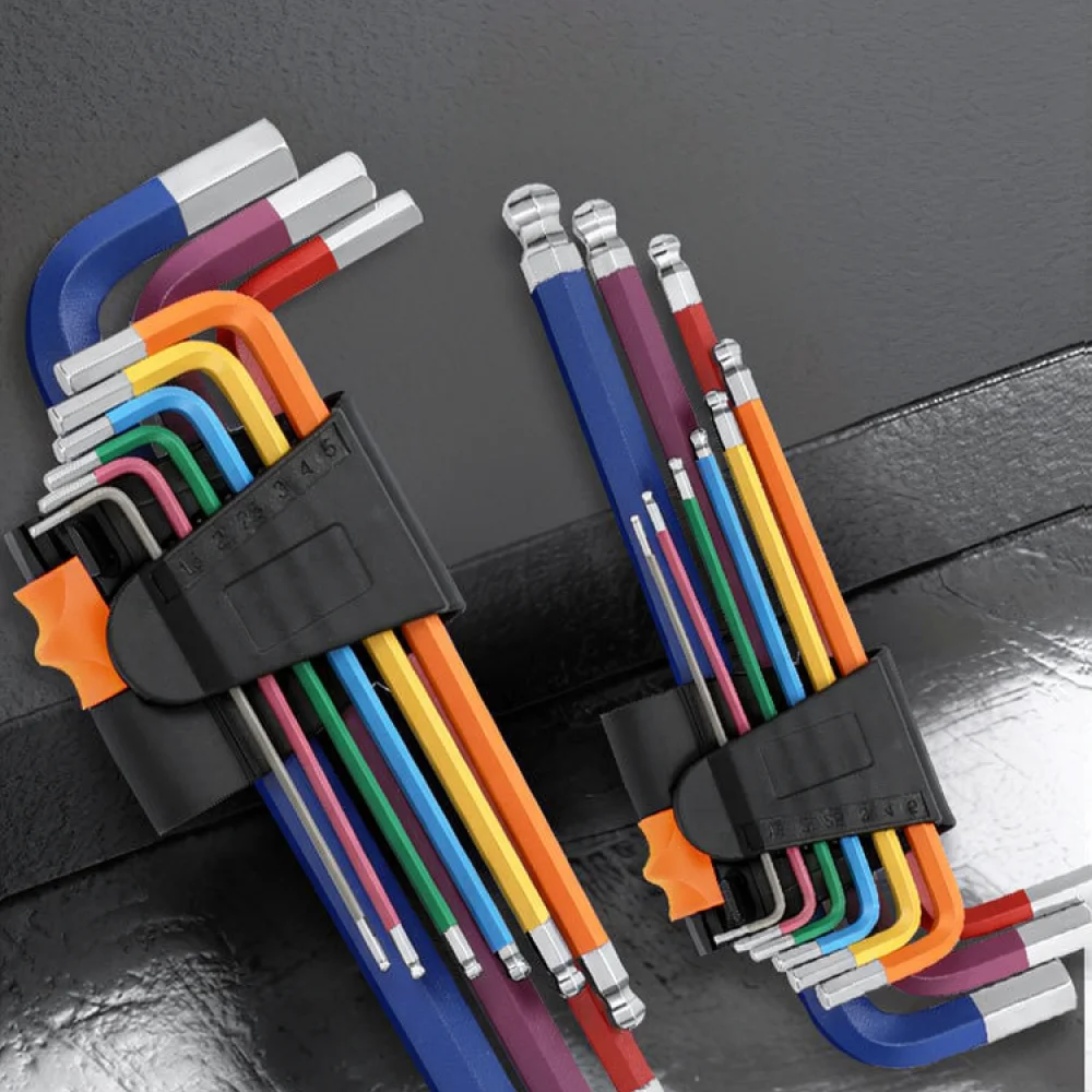 Heavy Duty Ball End Hex Wrench Set Colored Allen Key Kit Professional Hand Tools For Bicycle Mechanic Maintenance
