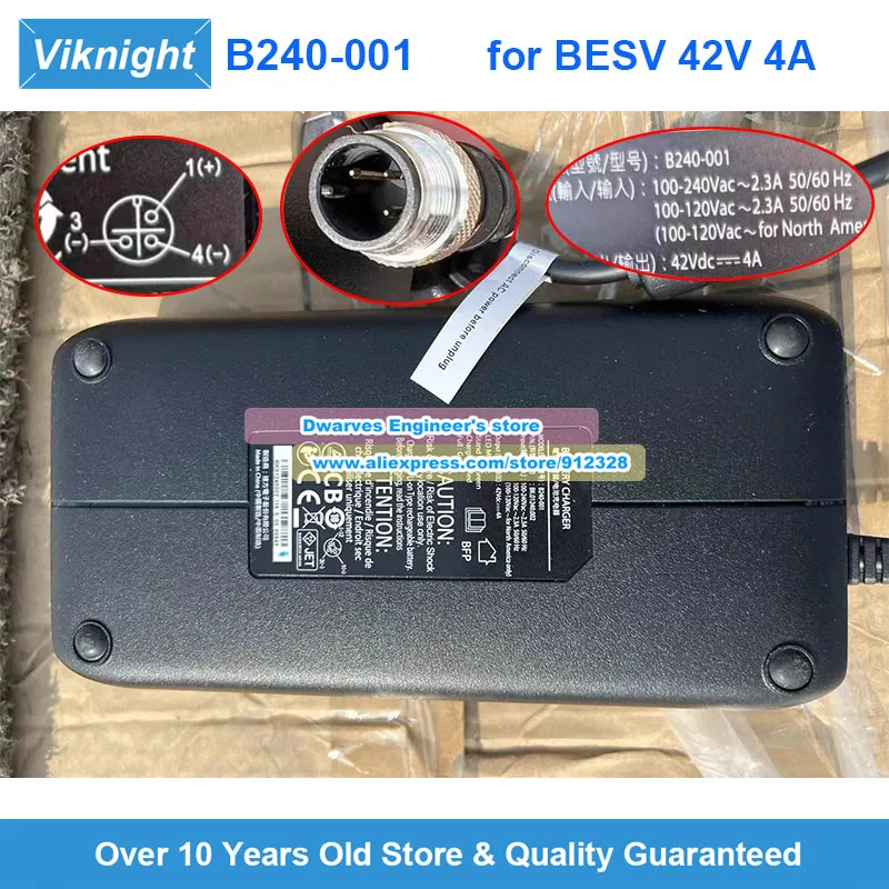 B240-001 AC Adapter BK.01240.001 42V 4A for Besv 36V Power Supply 3-pin