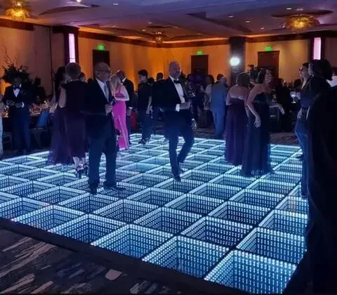 Hochzeit Lichter wasserdicht Handel Glas Doppelspiegel 3D Infinity LED bunte Event magnetische Tanzfläche Licht