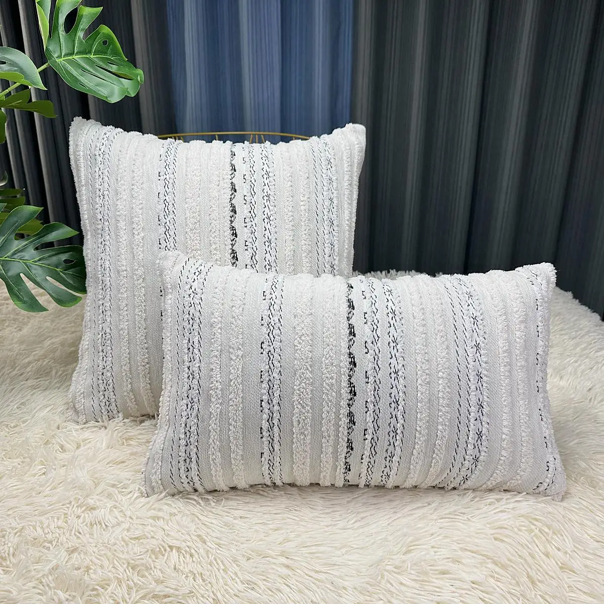 1pcs Creative Striped Pillow Cover Simple Plush Japanese Style Country Cushion Cover for Home Sofa Decoration Soft Pillowcase