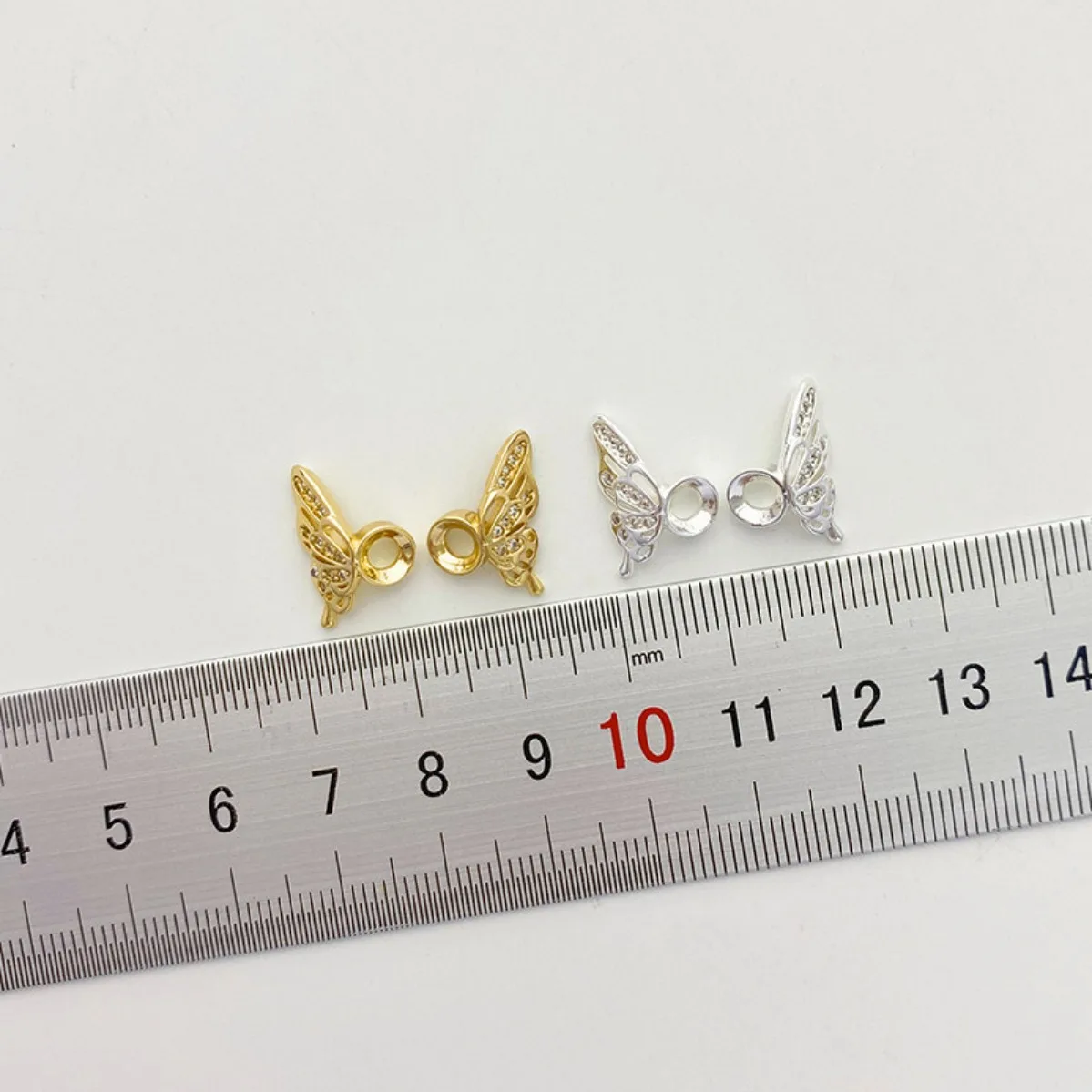 14K Gold Plated Inlaid Zircon Butterfly Wing Bead Spacer DIY Pearl Bracelet Necklace Jewelry Findings