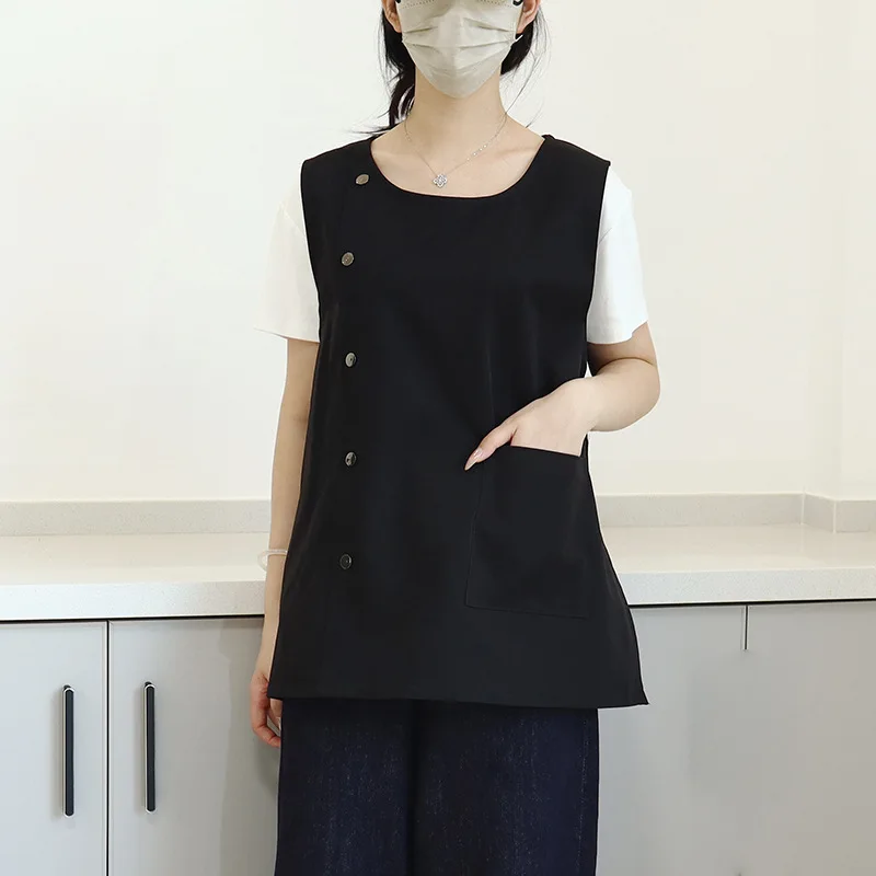 

Canvas Water-Repellent Vest Apron Catering Coffee Milk Tea Shop Sleeveless Men's and Women's Work Clothes Customized LOGO