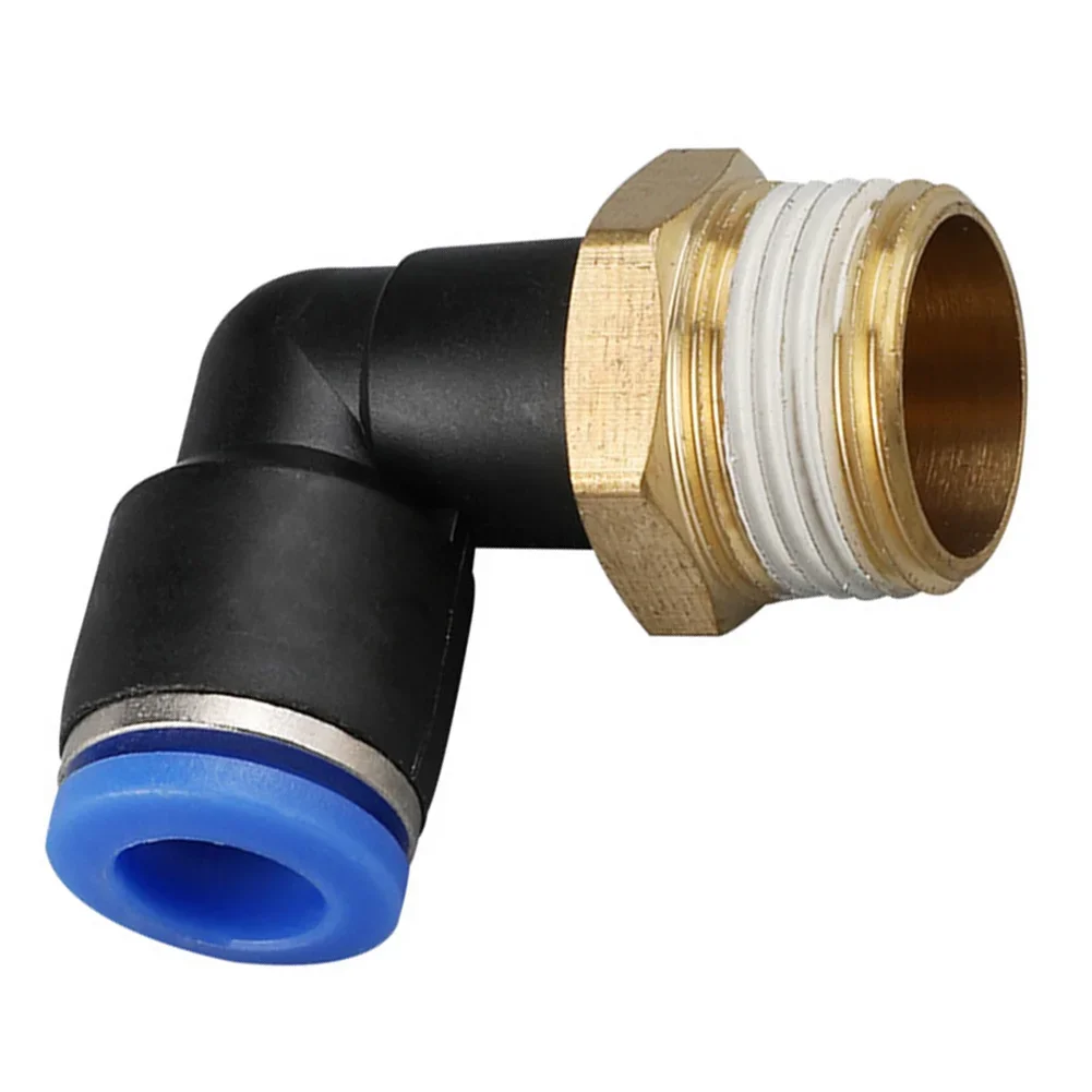 Polyurethane/Nylon Tubing Connector Brass 8mm Tube To 38 Male Thread Pneumatic Elbow Hose Fitting PL803 Black+Gold+Blue