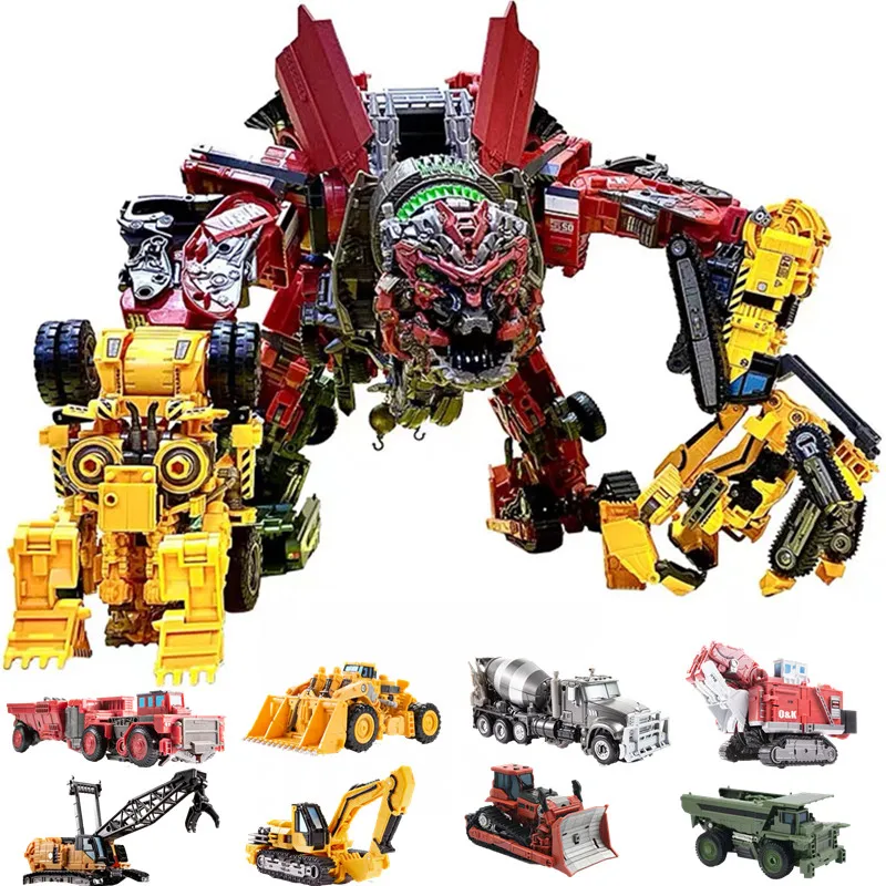 Aoyi legal 8 em 1 oversize devastator transformação brinquedos menino anime gancho figuras de ação robô carro engenharia veículo modelo crianças