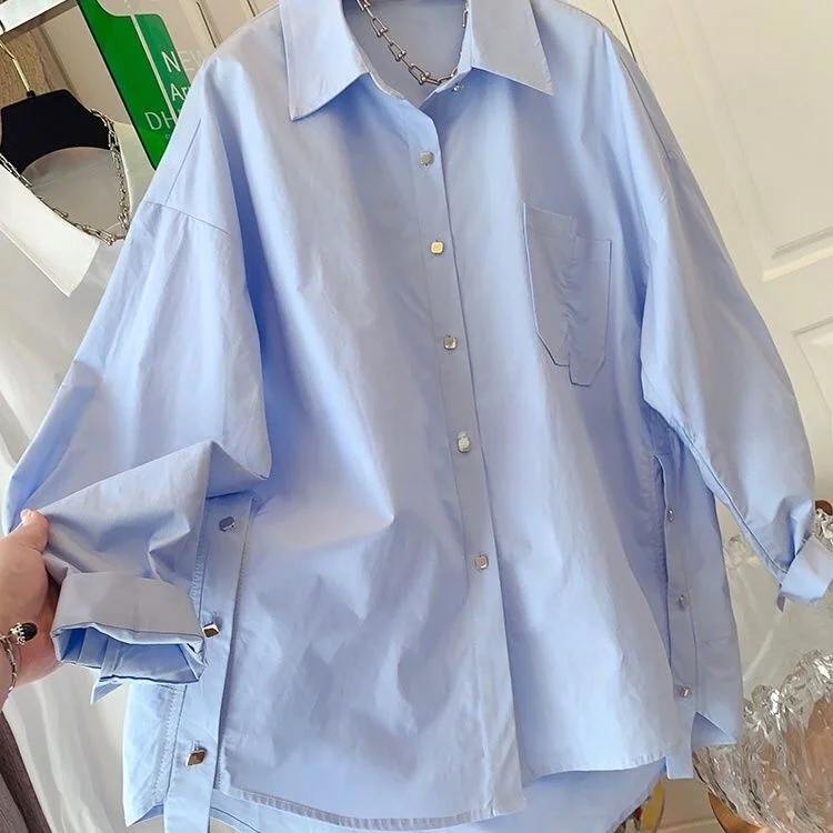 

Extra Large 300 Pounds Men's Long Sleeve Loose Shirt Spring Autumn Color Versatile Breathable Iron Free French Style Shirt
