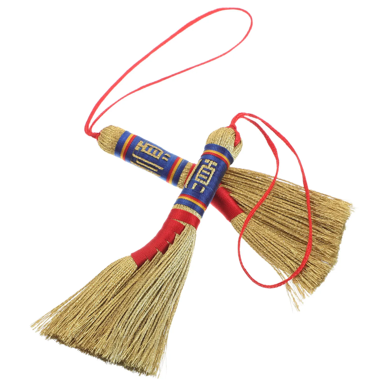 

2Pcs Handwoven Mini Tassel Broom Pendant Baby Bedside Decor Chinese Style Charm Dragon Boat Festival Ornaments