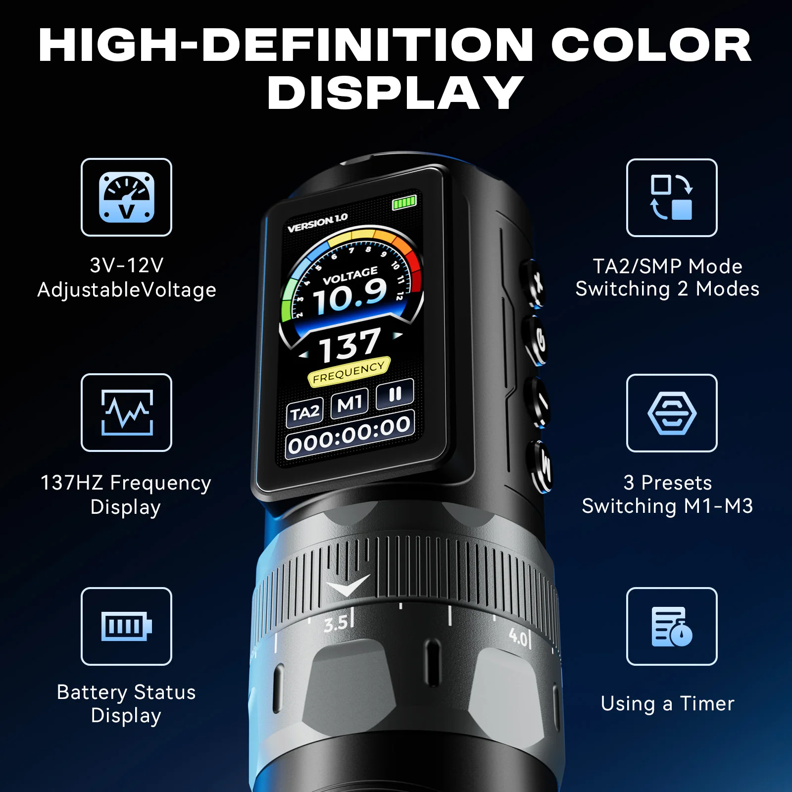 CNC Dual Mode Wireless Tattoo Pen Works For Tattoo & SMP Scalp Micropigmentation Coreless Motor With Adjustable Strokes Presets