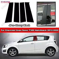 Glossy Black Car Door Center Middle B Pillar Post Cover Mirror Effect Trim For Chevrolet Aveo Sonic T300 2012-2020 Window Column