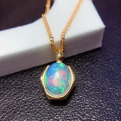 Natural Opal Necklace Pendant Female S925 Silver Retro Temperament Simple Light Luxury Clavicle Chain To Send Girl Friends