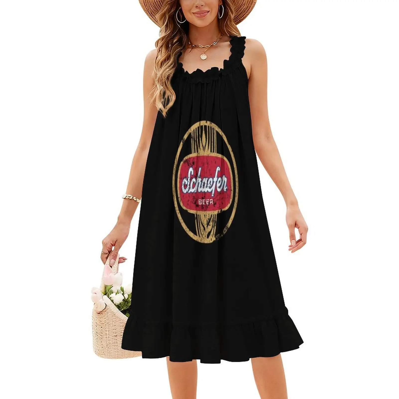 شافر البيرة تي شيرت نمط Preppy فستان قصير للنساء ألف خط فضفاض صالح فستان يوم غير رسمي Schaefer البيرة الملابس النسائية #4