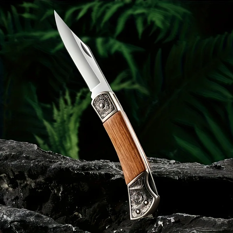 BAKULI Engraved pattern folding knife, portable portable knife, outdoor cutting knife, EDC equipment, high hardness knife