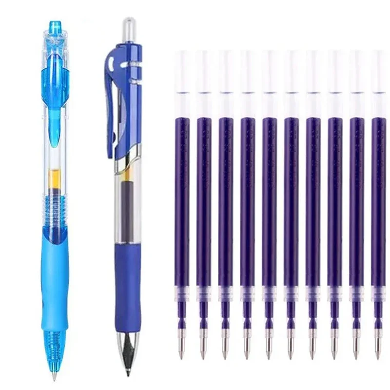 Retractable Gel Pen Set 0.5mm Black/Red/Blue Large Capacity Ball Point Pen Handle Replaceable Refills Rod School Office Supplies