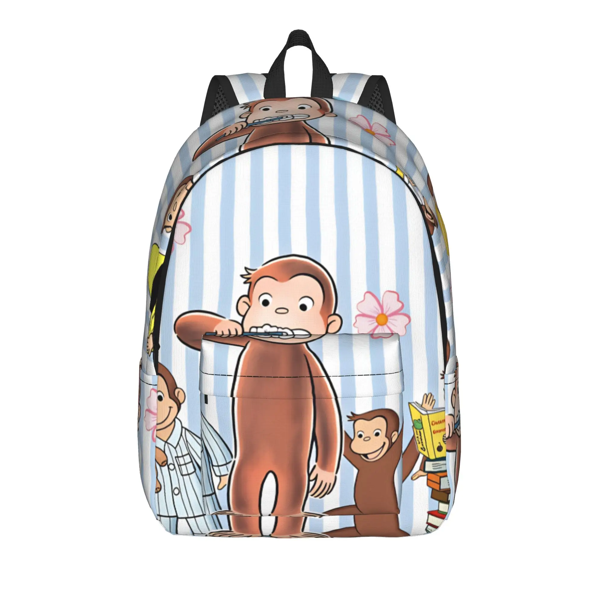 C-Curious George Backpack  Kawaii Backpacks Men College Lightweight School Bags Designer Rucksack