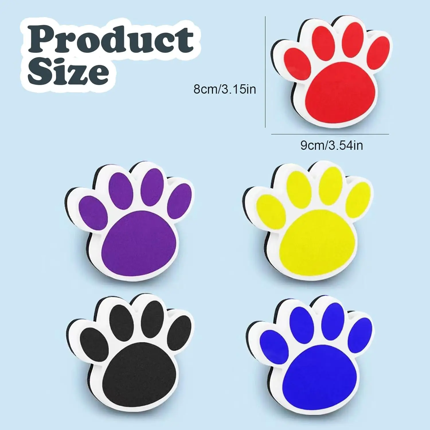 5Pcs Dry Erase Board Eraser Cute Erasers Cat Paw Shape Reusable Magnetic Whiteboard School Supplies For Classroom Office