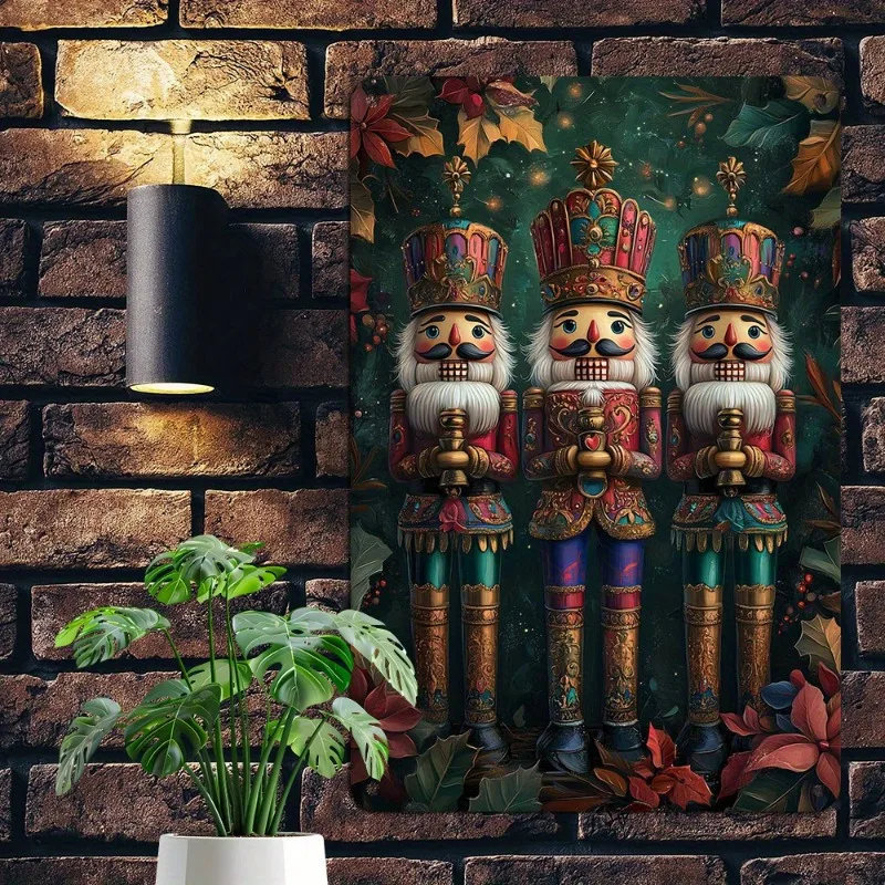 

Festive Nutcracker - Themed Aluminum Metal Wall Art, Ideal for Holiday - Themed Home Decor, Decorative Wall Poster, 7.9x11.8"