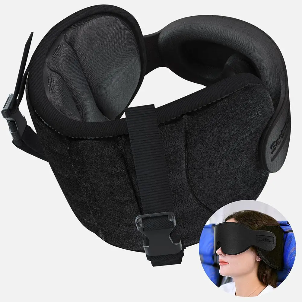Travel Sleep Mask Airplane Car Head Support System Anti‑Shake Head Fixing Sleep Mask Full Light Blocking For Long Flight Road