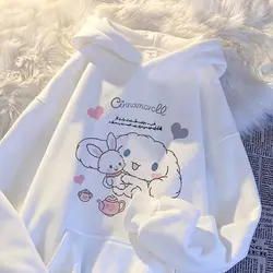 New Kawaii Japanese Cinnamoroll cute cartoon anime printed hooded sweatshirt couple wear ins loose casual spring and autumn top