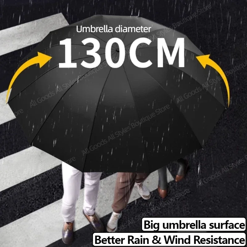130 سنتيمتر 10 العظام اضافية كبيرة مظلة قابلة للطي الثقيلة عززت المحمولة السفر يندبروف مظلة المطر للسفر الأسرة استخدام #1