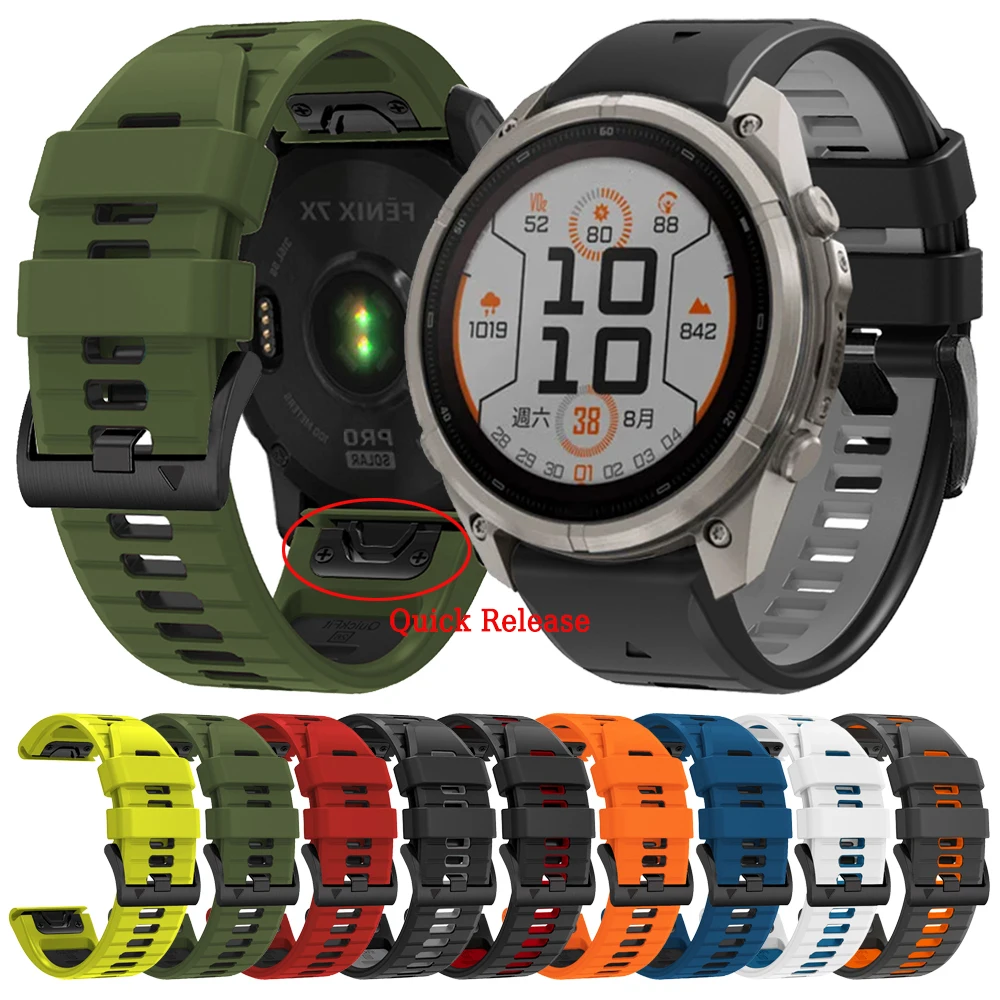 22mm 26mm Sport Silicone Strap for Garmin Fenix 9 9Pro-Solar 47mm 51mm QuickFit Bracelet for Epix/enduro 3/Descent/instinct Band