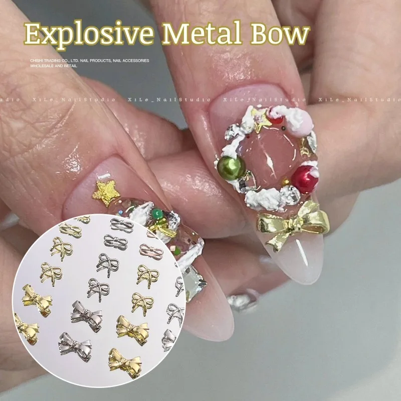 Threedimensional exquisite nail art accessories Alloy wreath bow nails nail art jewelry