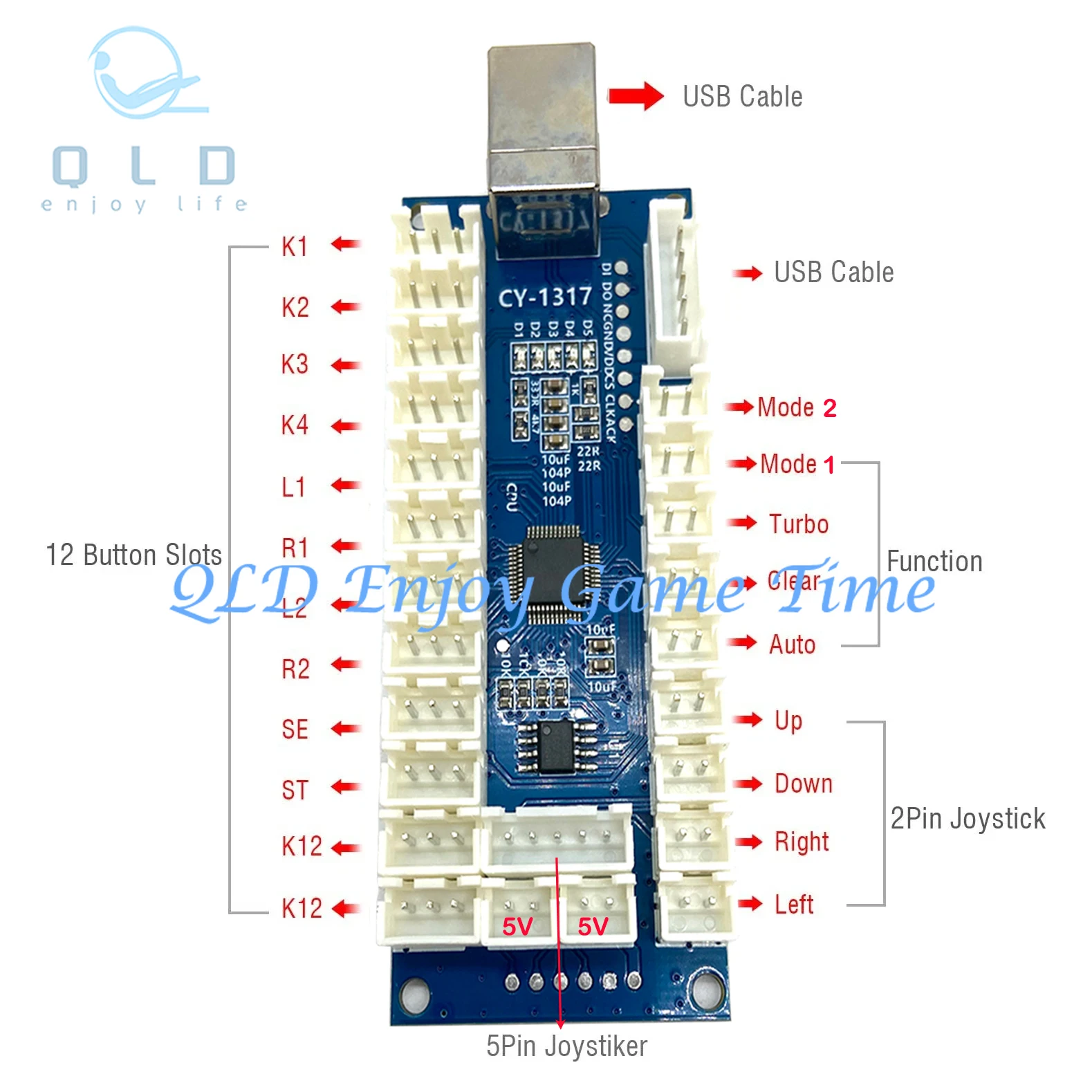 Zero Delay Arcade Usb Encoder, Arcade Controller for PS3/PS2/PC/Xbox 360 for Windows Android Game Control Board Usb Pc