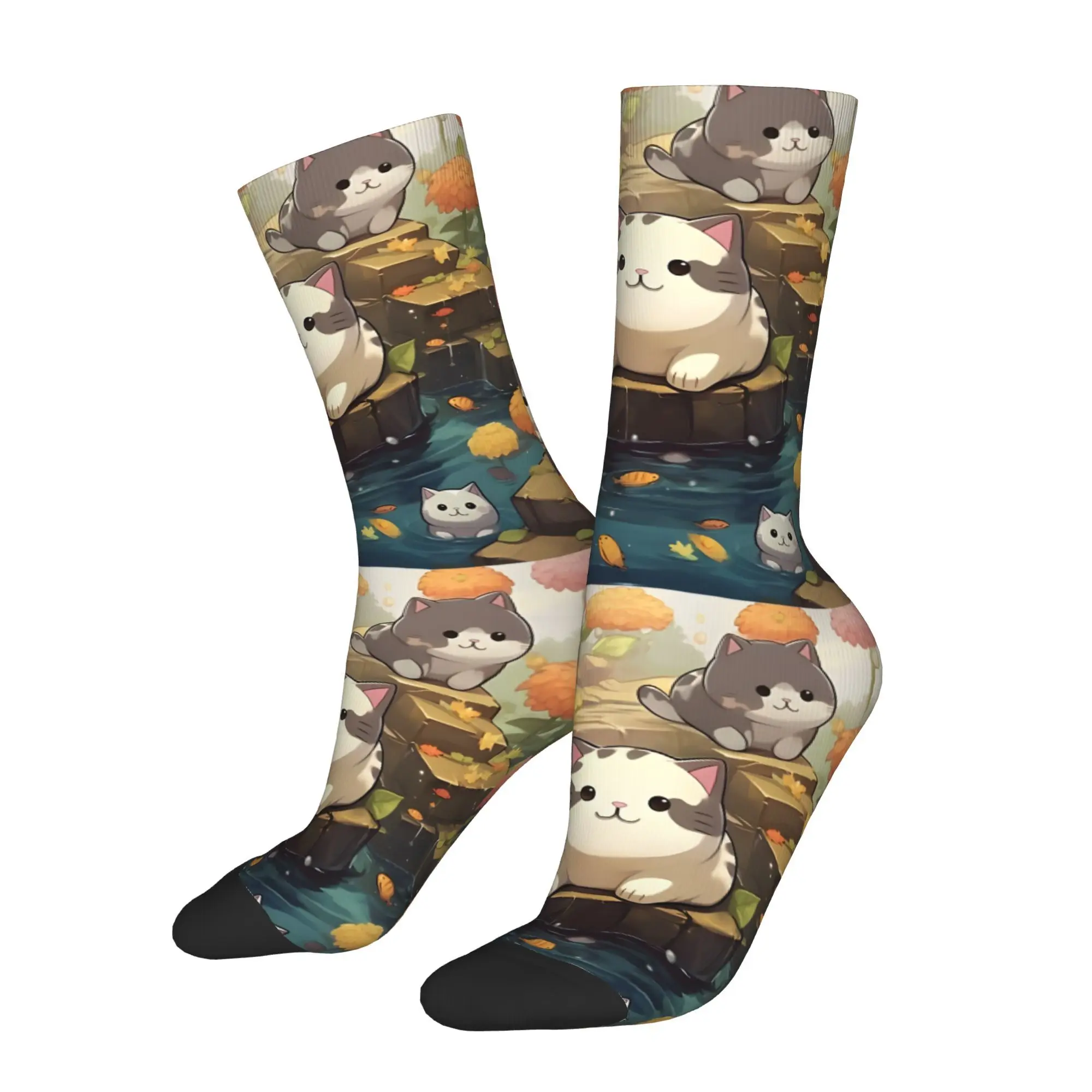 

Носки Neko Atsume Kawaii, спортивные носки для покупок, пешего туризма, путешествий, тренажерного зала, носки с мультяшным рисунком