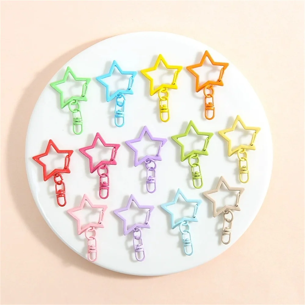 10/20/50pcs Candy Color Snap Hook Star Keychain Lobster Clasp Hooks Key Ring Key Chain For DIY Jewelry Making Accessories