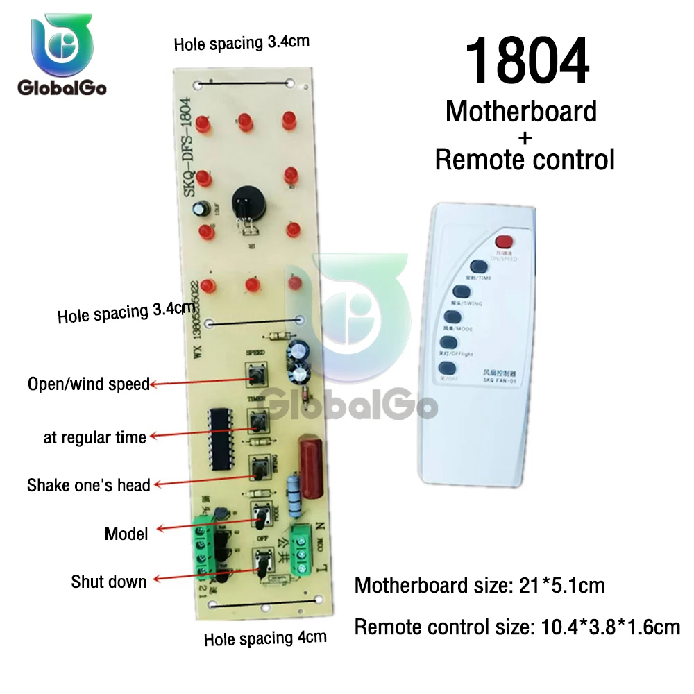 Air Conditioner Control Panel with Remote Control Cooling Fan / Floor Fan Universal Maintenance Circuit Control Board 220V