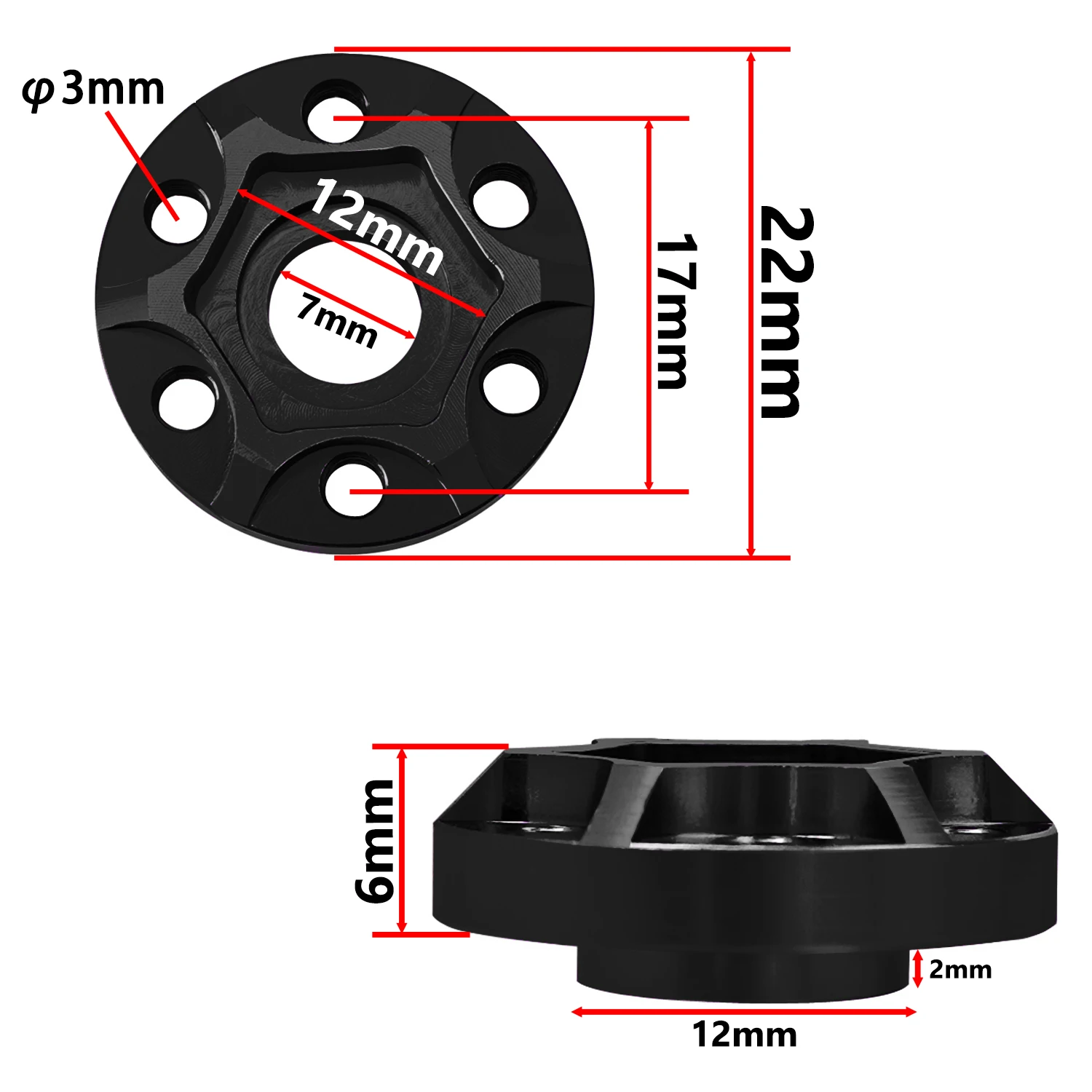 TCRC 4pcs 12mm Aluminum Wheel Hex Hub Adapter Accessories Wheel Extension for 1/10 RC Crawler 1.9inch or 2.2inch Wheel Rim