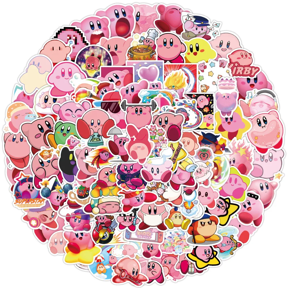 10/30/50/100pcs Cartoon Kirby Stickers Kawaii Girls DIY Laptop Guitar Skateboard Waterproof PVC Decal Cute Sticker Pack Kids Toy