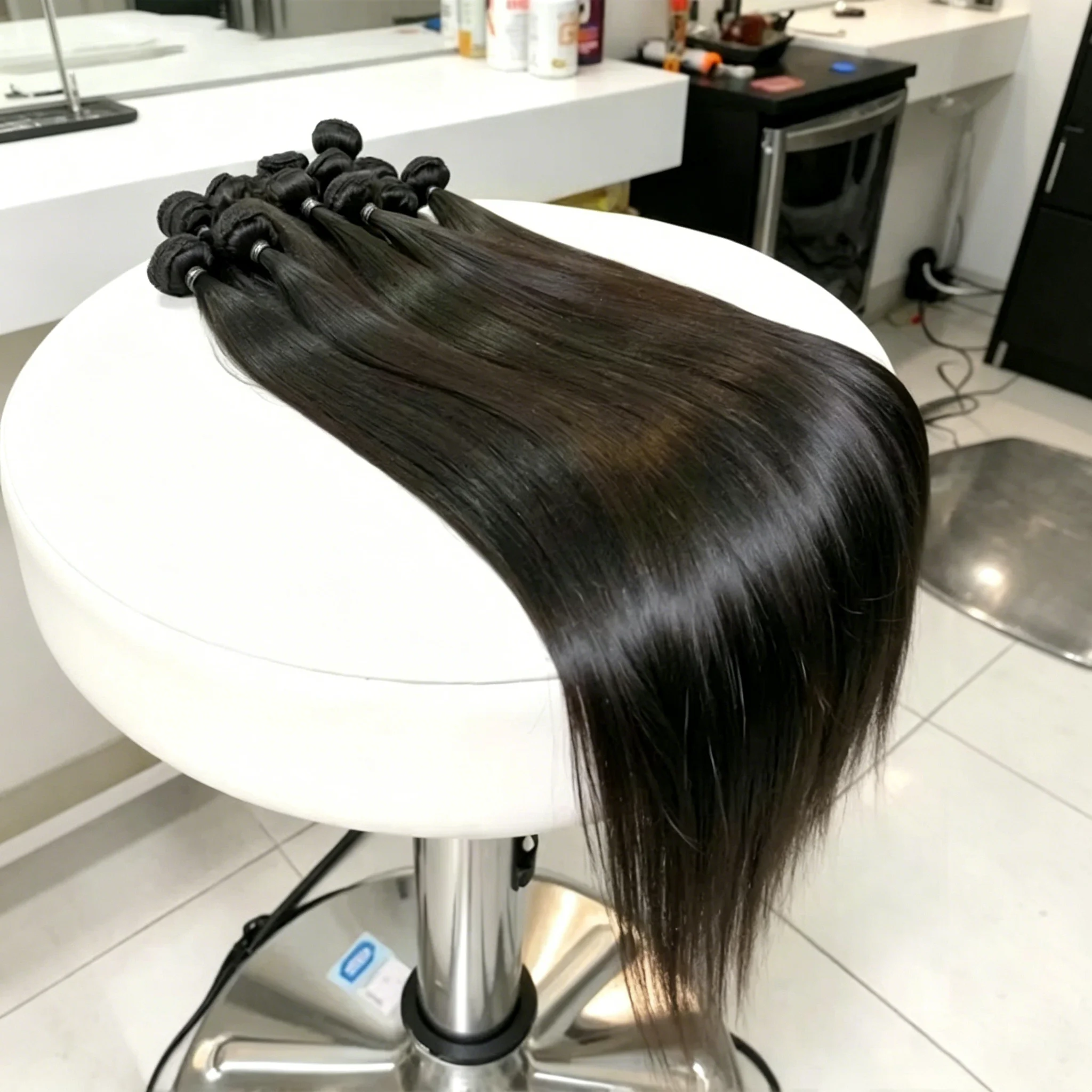Smilegir Extensions de cheveux humains brésiliens bruts, lisses, 30 pouces, 3 ou 4 paquets, cheveux vierges Remy, trame à coudre pour femmes, pose rapide