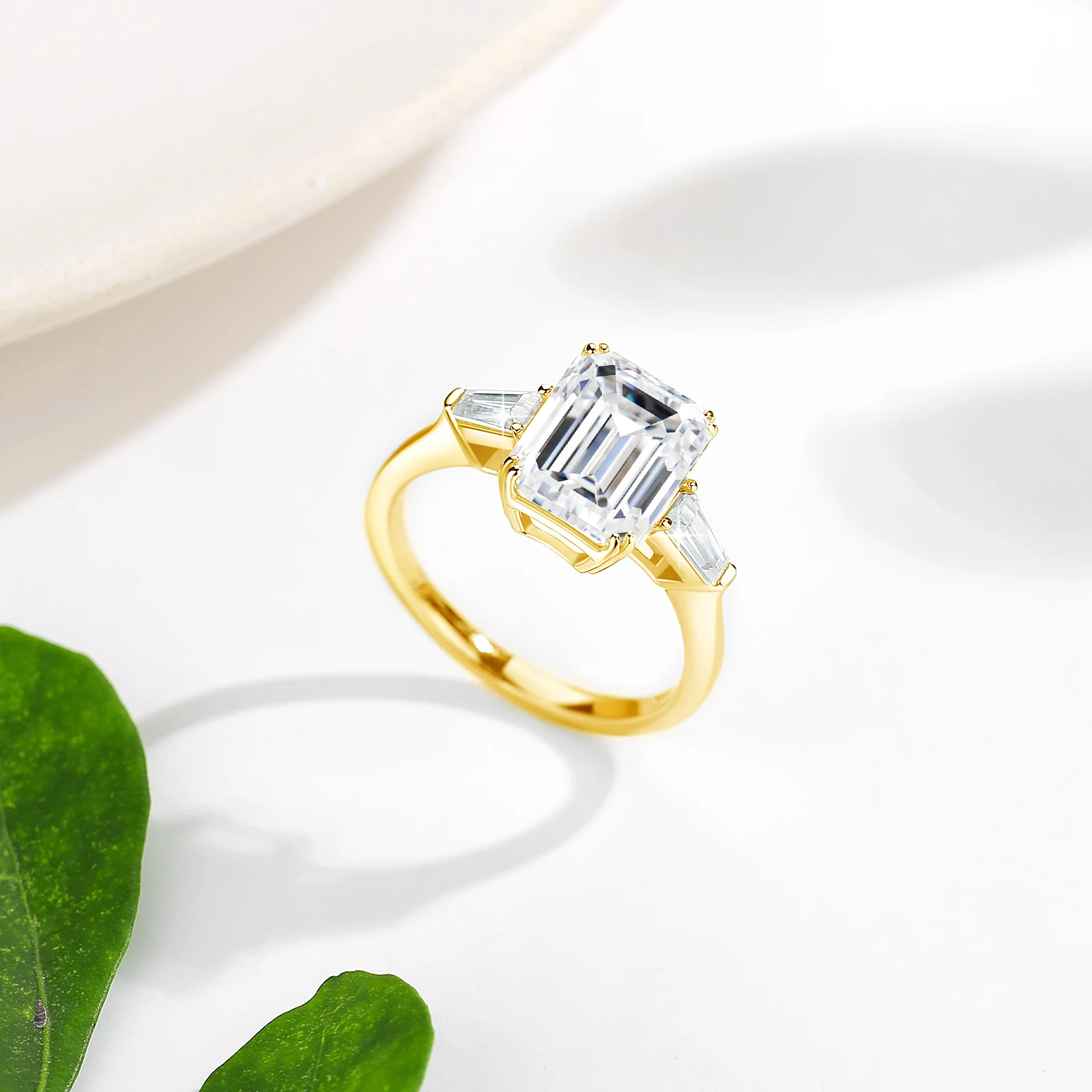 Zertifizierter 925er Silberring mit Moissanit im Smaragdschliff, 5 Karat, 9*11 mm, D-Farbe, VVS1, luxuriöser Hochzeitsschmuck für Frauen, Freundin, Geschenk. – Detail 4