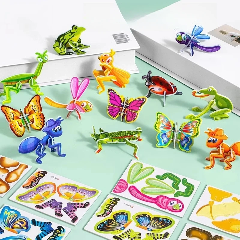 

3D Fun Insect Three-Dimensional Puzzle Creative DIY Toy Kindergarten Early Education Hand-Assembled Puzzle Card