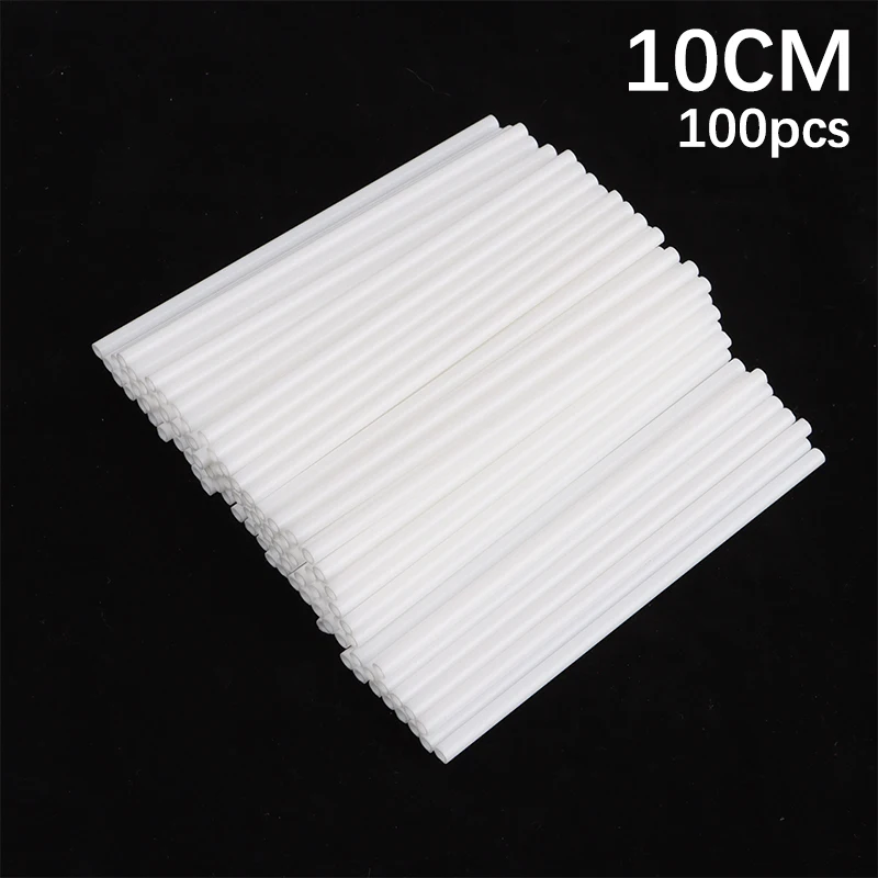 

100pcs 8/10/15/12cm White Paper Solid Core Lollipop Sticks for Chocolate Candy Sticks Cake Pop Sticks DIY Baking Accessories