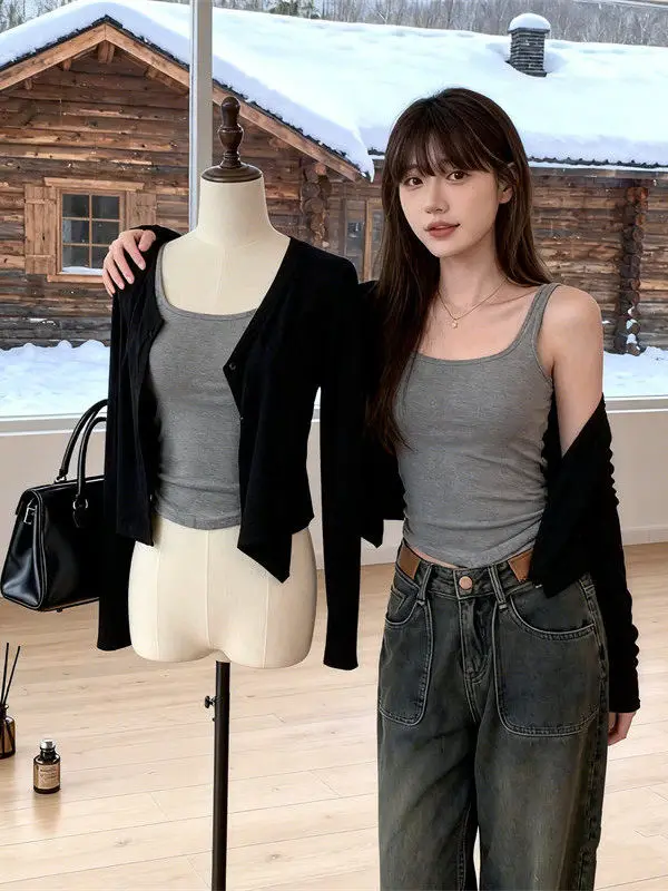 

Bla Thin Long Sve Knitted Open Cardigan Women's Early Spring New Small Size Ele Sexy Outerwear Top ort Coat