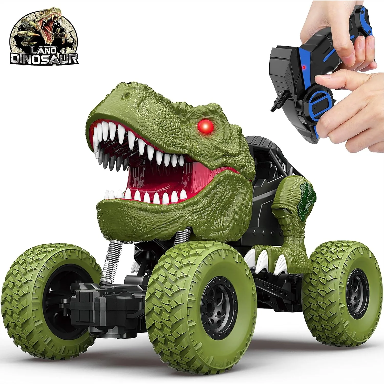 

2.4Ghz Remote Control Dinosaur Car For Kids Boys 3-12 Year Old, All Terrain 4WD Off Road RC Monster Truck With LED Lights, Rechargeable Toy Birthday Gift