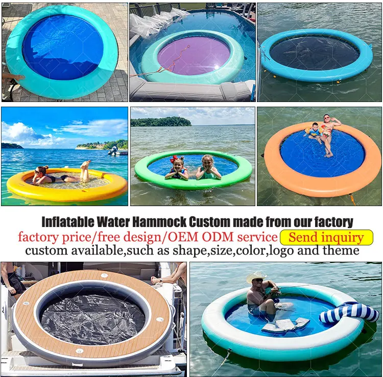 Customized Color And Size Portable Floating Dock Mesh Pool 8ft Inflatable Water Hammock