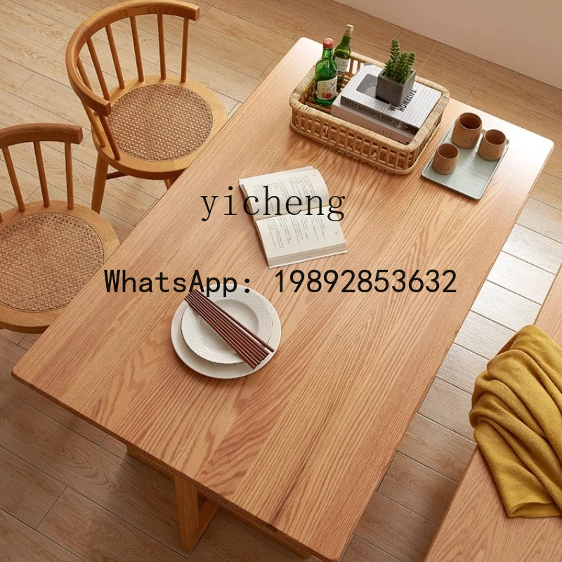 ABC  solid wood dining table rectangular rattan  table and chair combination household simplicity