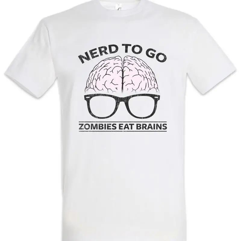 Nerd To Go T Shirt Brain Zombies Zombie Fun Geek Admin Coder Developer Glasses