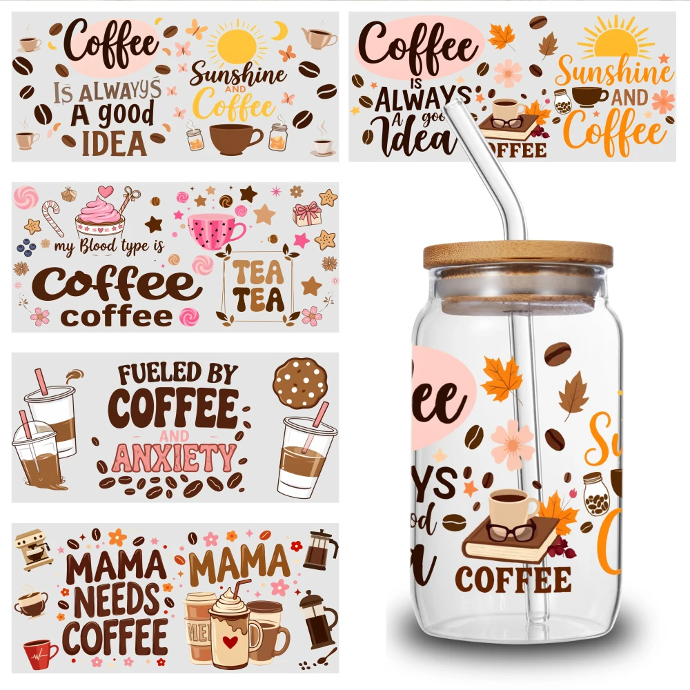 Wallpaper Coffee And Tea - 5 Sheets Coffee Sunshine Leaves Beans