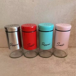 Visibles Flavouring Bottle Salt Pepper Glass Shakers 2-Piece Set Dustproof Sealed Condiments Bottle for Home Kitchen Use